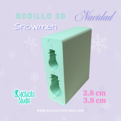 Rodillo 3D Snowmen Navidad 2.8 y 3.8 cm | Kactucito Studio