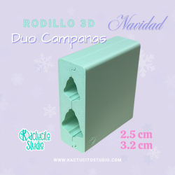 Rodillo 3D Duo Campanas Navidad 2.5 y 3.2 cm | Kactucito Studio