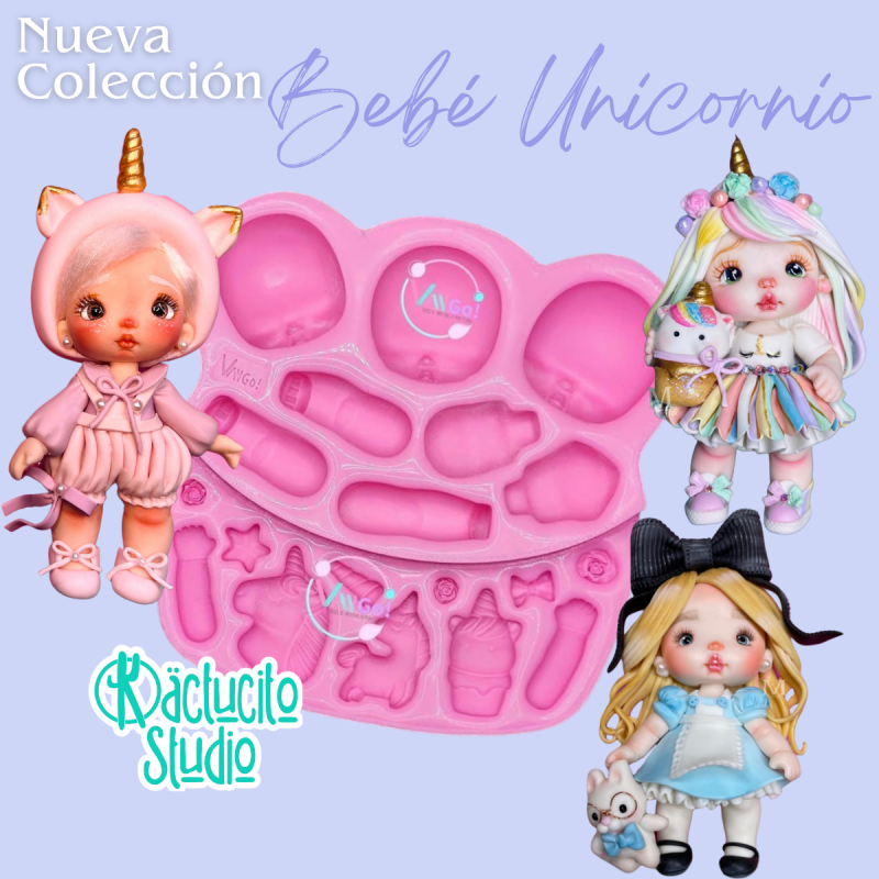 Molde Bebé Unicornio de Vango para Pasta Flexible | Kactucito Studio