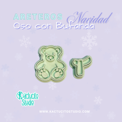 Cortador para aretes de oso navideño | Kactucito Studio