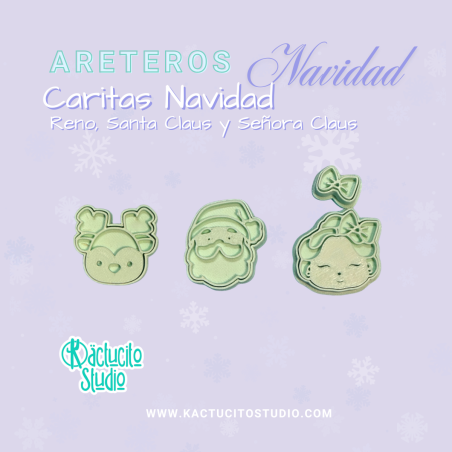 Cortador para aretes de Santa, Reno y Sra Claus | Kactucito Studio
