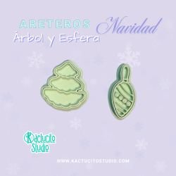 Cortador para aretes de árbol de navidad y esfera | Kactucito Studio