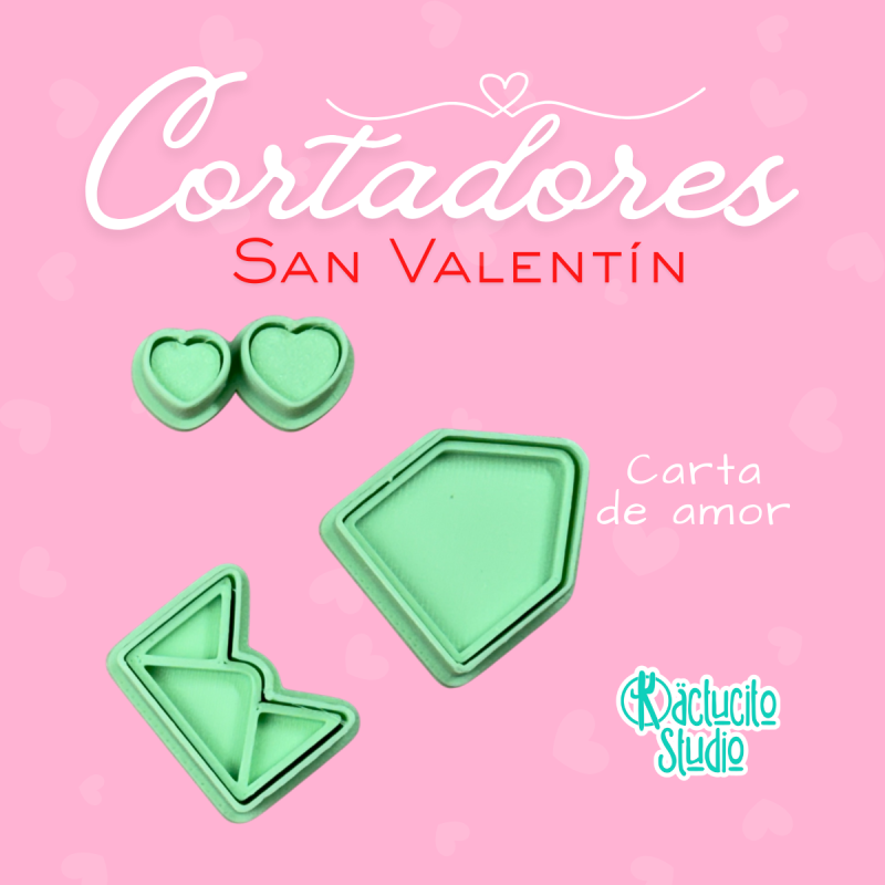 Cortadores Carta de Amor San Valentín  | Kactucito Studio