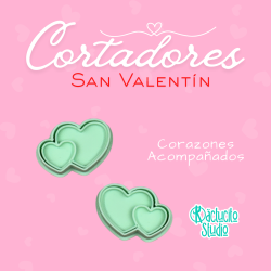 Corazones Acompañados Cortadores San Valentín | Kactucito Studio