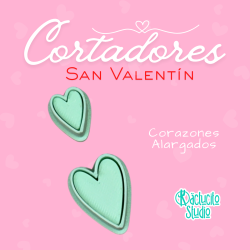 Corazones Alargados Cortadores San Valentín | Kactucito Studio
