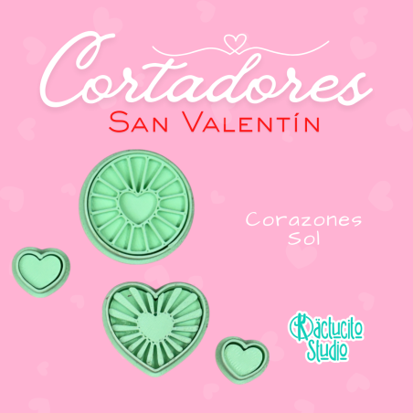 Corazones Sol Cortadores San Valentín | Kactucito Studio