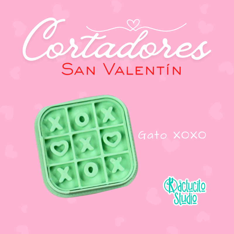 Gato XOXO Cortadores San Valentín | Kactucito Studio