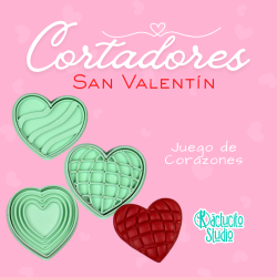 Juego de Corazones Cortadores San Valentín | Kactucito Studio