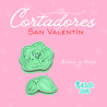 Rosa y Hoja Cortadores San Valentín | Kactucito Studio