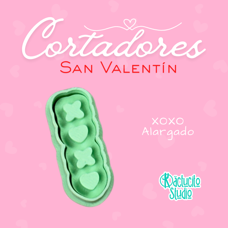 XOXO Alargado Cortadores San Valentín | Kactucito Studio