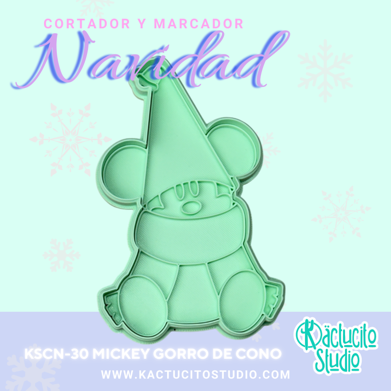 Cortador Mickey Gorro de cono Navidad | Kactucito Studio
