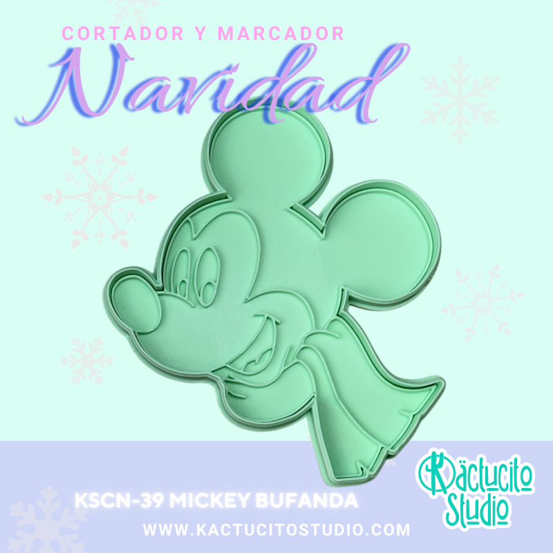 Cortador  Mickey Bufanda Navidad | Kactucito Studio