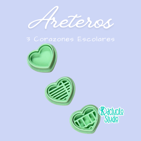 3 Corazones Escolares Areteros | Kactucito Studio