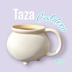 Taza de ceramica en blanco estilo caldero para manualidades, esmaltada por dentro