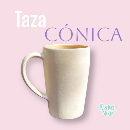 Taza Cónica - Cerámica blanca para personalizar | Kactucito Studio