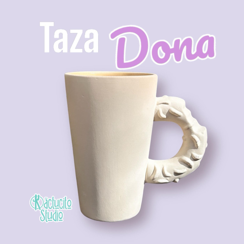 Taza de ceramica con asa de dona para pintar con pinturas acrílicas. Taza de ceramica con asa de dona para pintar con pinturas acrílicas.