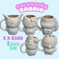 Tazas de ceramica Hello Kitty en blanco para pintar, esmaltadas por dentro.