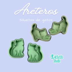 Siluetas de gatos Areteros | Kactucito Studio
