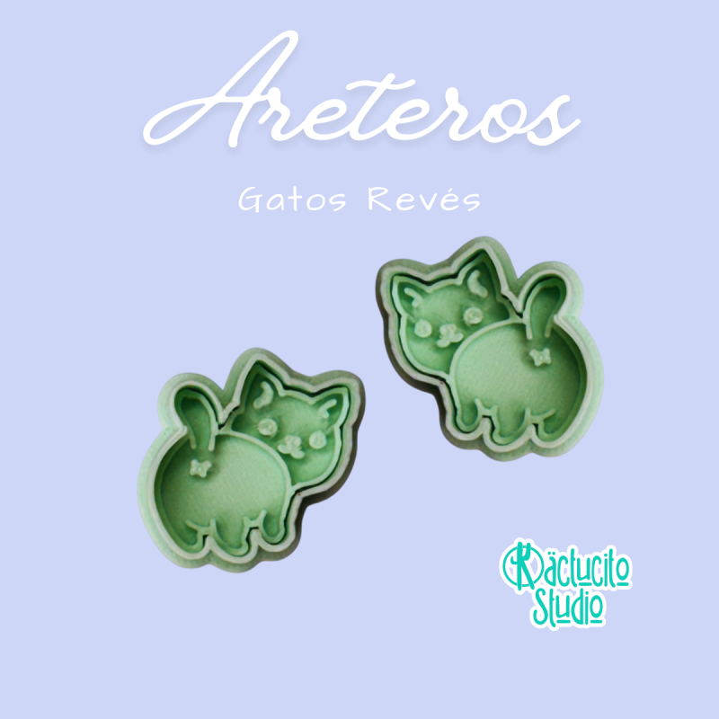 Gatos Revés Areteros | Kactucito Studio