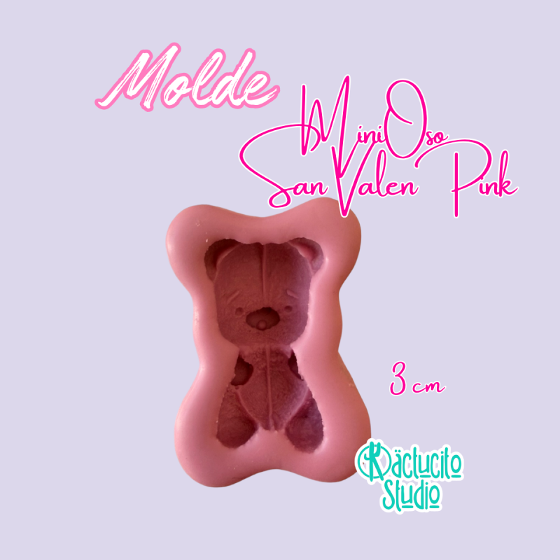 Molde Mini Oso San Valentín Pink | Kactucito Studio