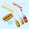 Efectos mostaza, catsup y mayonesa para aretes miniatura de pasta flexible o artesanias de comida