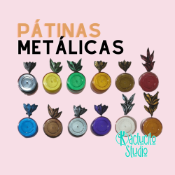 Patinas metalicas para manualidades uso en madera, carton, pasta flexible, etc.
