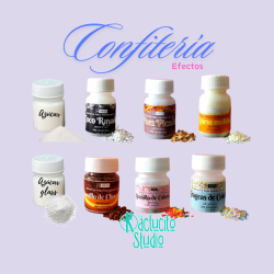 Efectos de confiteria, grageas, azucar artificial, canela en polvo para miniatura de pasta flexible o artesanias