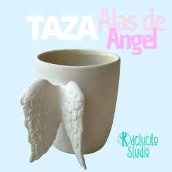 Taza de cerámica Alas de Ángel para pintar o personalizar | Kactucito Studio
