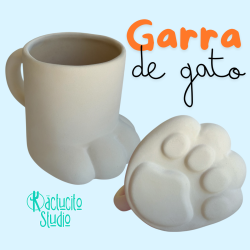 Taza de cerámica garra de gato para pintar o personalizar | Kactucito Studio