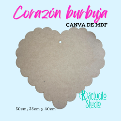 Corazón burbuja de MDF en 3mm para pintar o decorar | Kactucito Studio