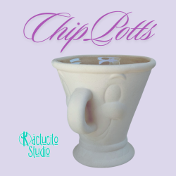 Taza de ceramica para pintar de Chip de La bella y la bestia | Kactucito Studio