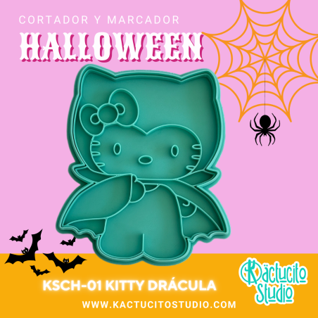 Cortador Hello Kitty Drácula Halloween | Kactucito Studio