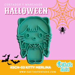 Cortador Hello Kitty Merlina de Halloween | Kactucito Studio