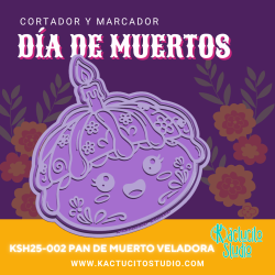 Cortador Pan de Muerto con Veladora | Kactucito Studio