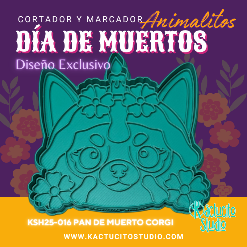 Cortador Pan de Muerto Corgi | Kactucito Studio