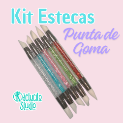 Estecas Doble Punta con Mango de Cristal (5 piezas) | Kactucito Studio