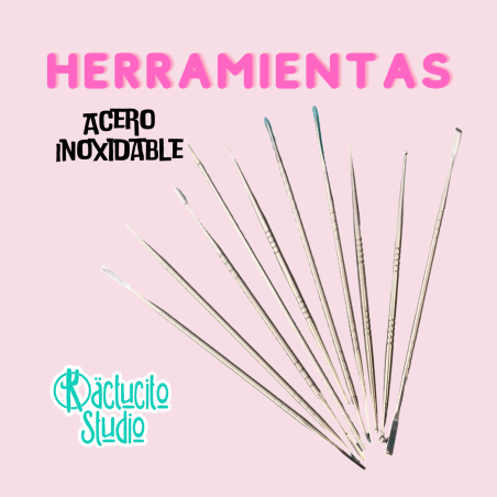 Kit 10 Herramientas Acero Inoxidable Doble Punta | Kactucito Studio