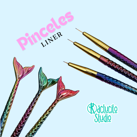 Pinceles Liner Sirena para Detalles Finos | Kactucito Studio