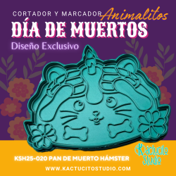Cortador Pan de Muerto Hamster para Galletas o Pasta Flexible | Kactucito Studio
