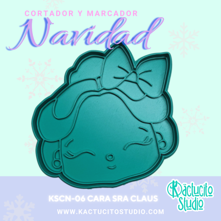 Cortador Cara Sra Claus Navidad | Kactucito Studio