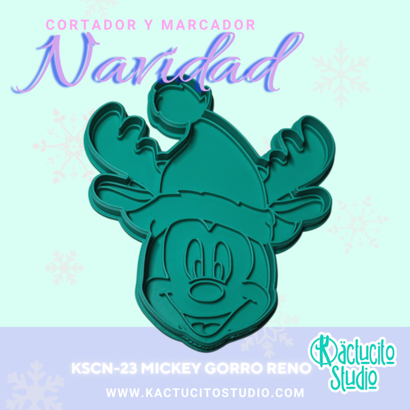 Cortador Mickey Gorro Reno Navidad | Kactucito Studio
