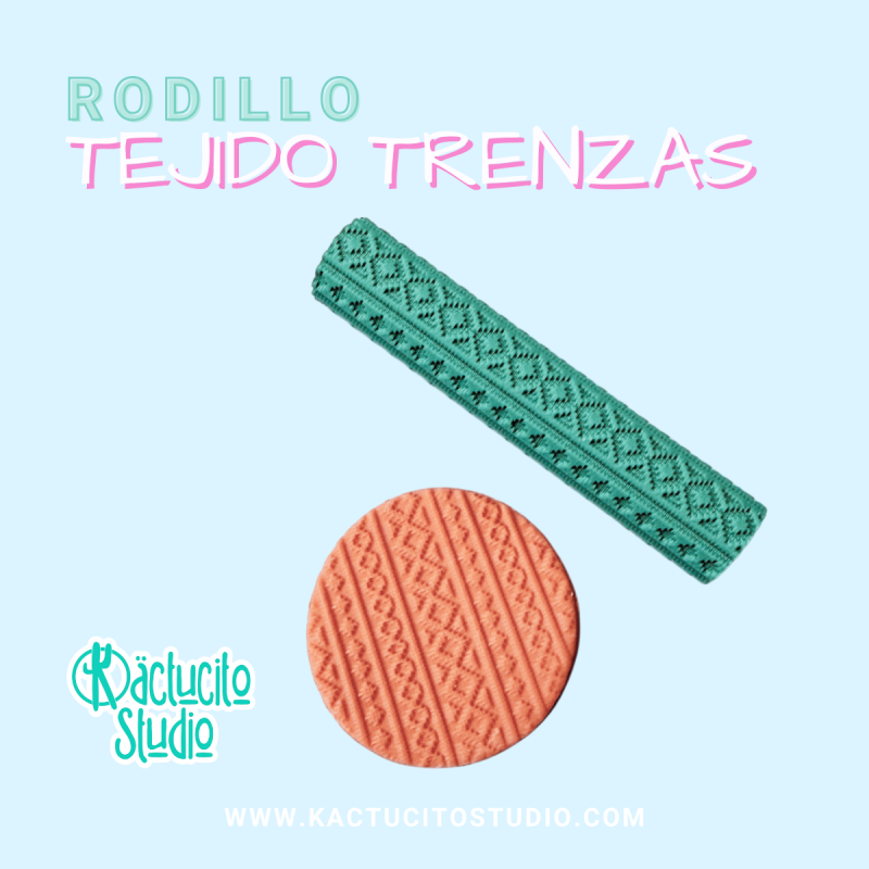 Rodillo texturizador trenzas tejido | Kactucito Studio