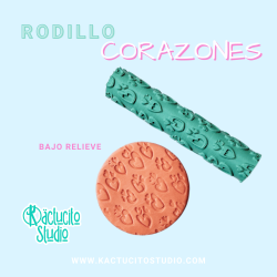 Rodillo textura de corazones bajo relieve | Kactucito Studio