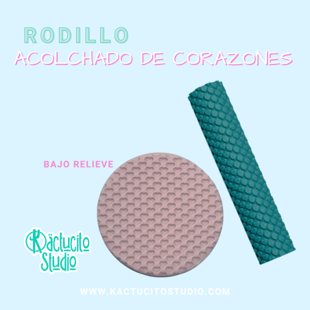 Rodillo corazones bajo relieve | Kactucito Studio