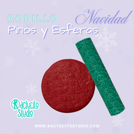 Rodillo pinos y esferas Navidad | Kactucito Studio