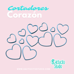 Set 12 cortadores corazón 1cm a 12 cm | Kactucito Studio