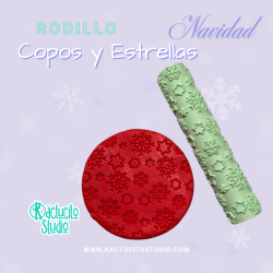 Rodillo copos y estrellas Navidad | Kactucito Studio