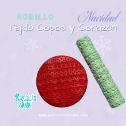 Rodillo tejido copos y corazón Navidad | Kactucito Studio